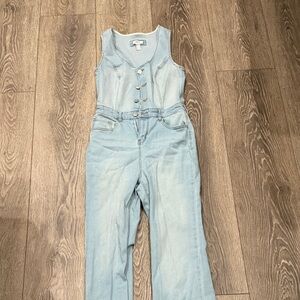 Forever 21 Premium Light Denim Jumpsuit
